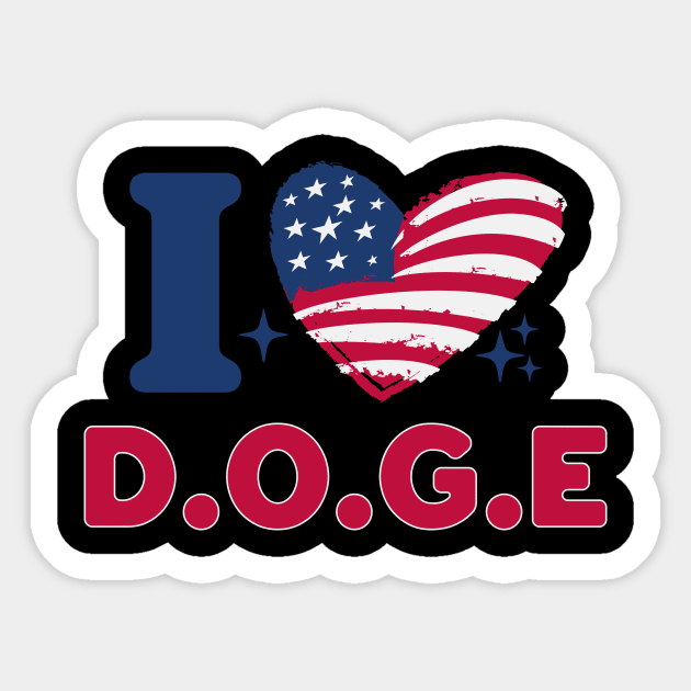 I Heart DOGE American Flag Sticker by ArtistTee ⭐⭐⭐⭐⭐